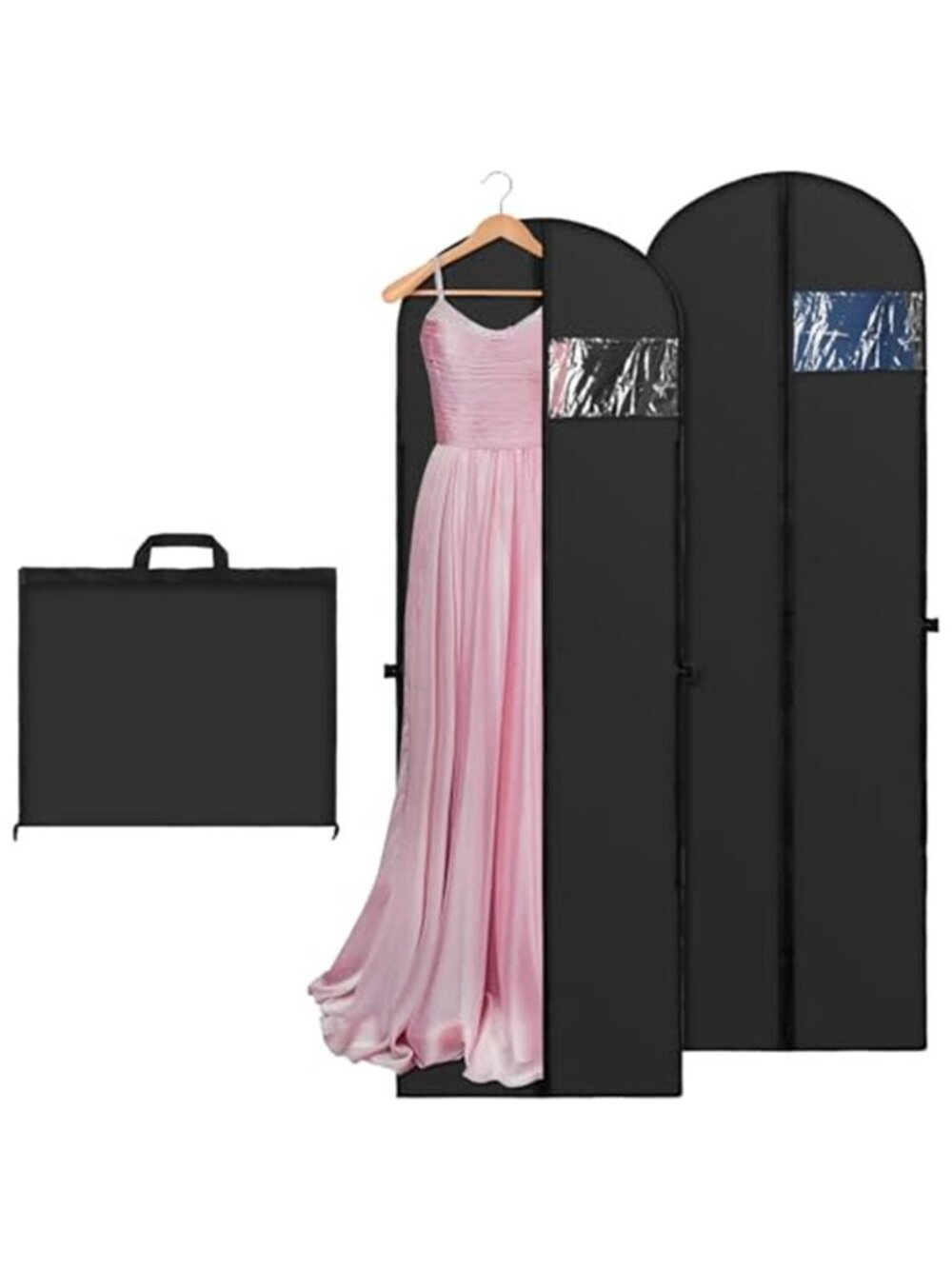Black PEVA Garment Bag Dress Coat Suit Travel Storage Hanging Clothes Cover
